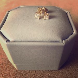 1/2 ctw princess cut diamond earrings - 14k gold